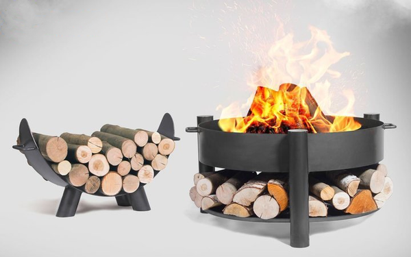 Feuerschale "Wood-Stock" mit Holzablage